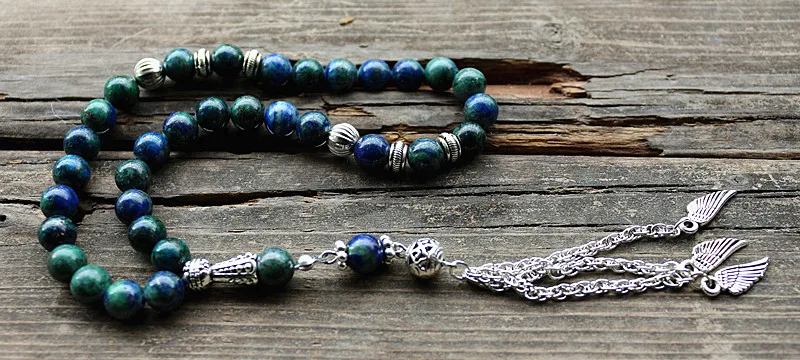 8 мм натуральный зеленый камень круглой формы 33 бусины для молитвы мусульманский