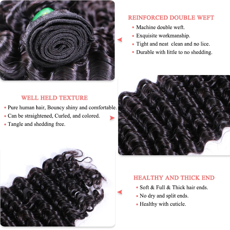 Монгольский Deep Вьющиеся волны волос 100% человеческих пучки ткать 4 шт./лот queen Hair