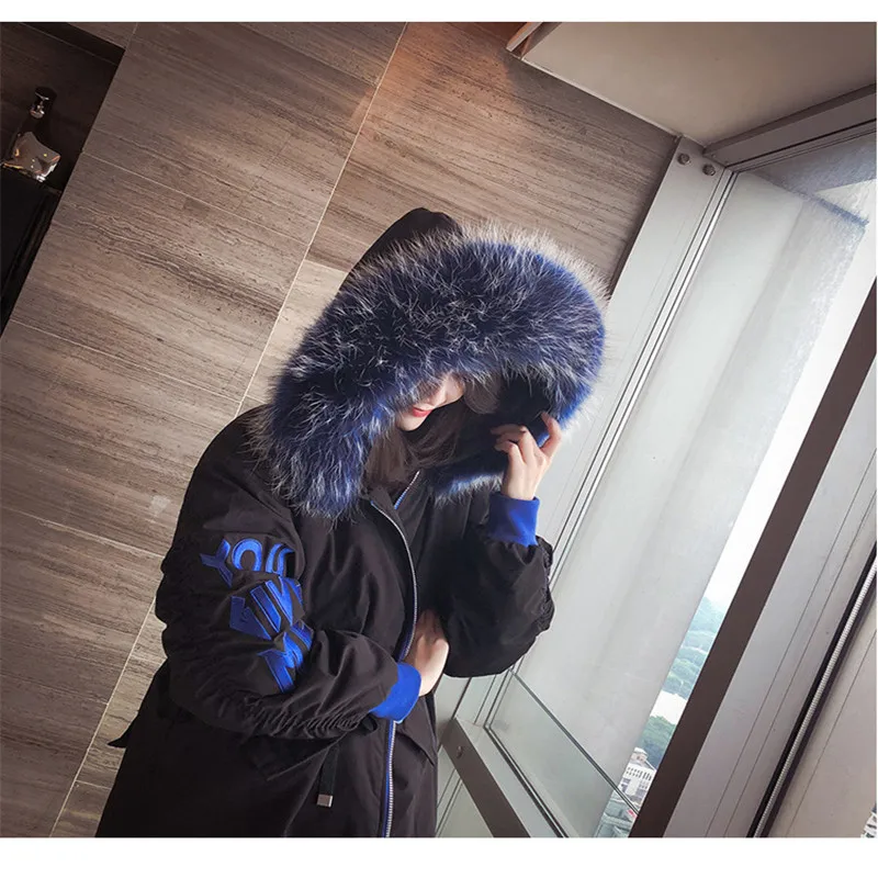 2018 осень и зима новая мода Настоящий скорпион большой меховой воротник пуховик