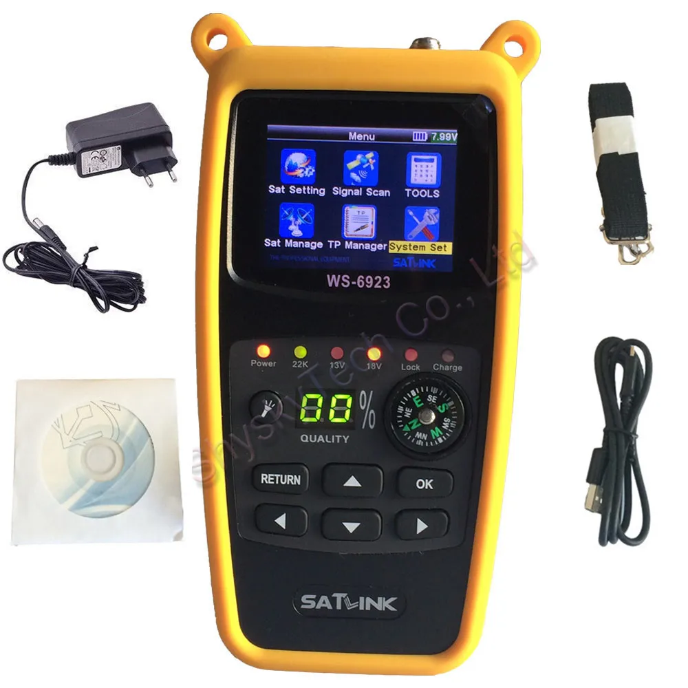 [Подлинный] Satlink WS-6923 DVB-S цифровой спутниковый искатель метр спутниковый ТВ приемник 2,4 дюймов ЖК-дисплей с компасом