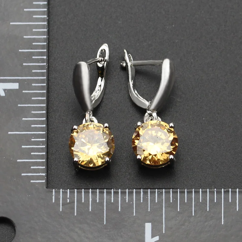 925 серебряный цвет желтый оранжевый морганит свадебные подарки украшения набор