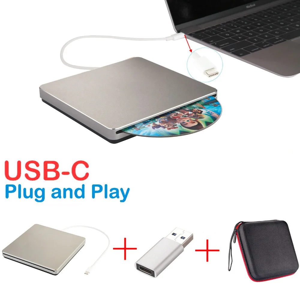 USB3.0 Внешний DVD CD диск USB C Superdrive DVD/CD +/-RW горелки Писатель Для MacBook Pro Air/ноутбука/Windows10