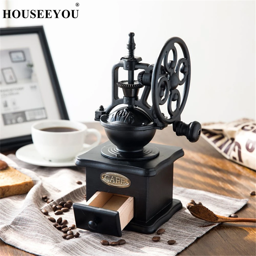 Новая ручная кофемолка старинная чугунная кофейная мельница с рукояткой