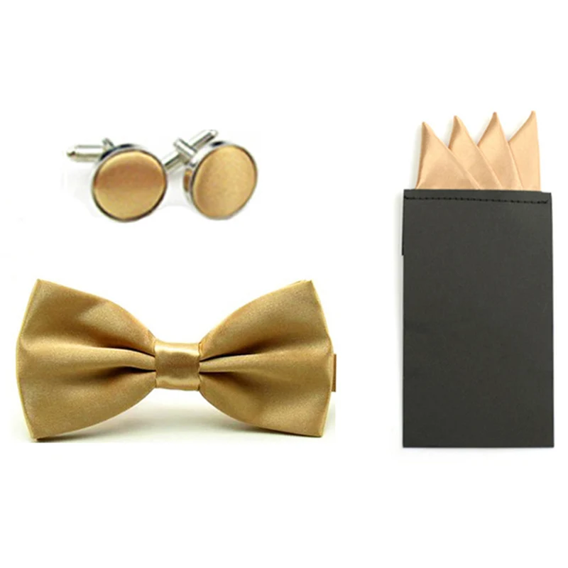 Мужчины твердые галстуки-бабочки предварительно сложенный 4 точечный платок