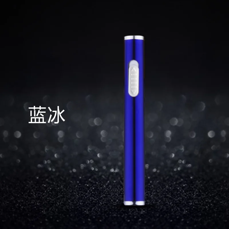 Blue Металлическая Полоса usb зарядка Зажигалка воздушный поток Индукционная перезаряжаемая электрическая зажигалка USB Электронная зажигалка ветрозащитный - Цвет: Blue