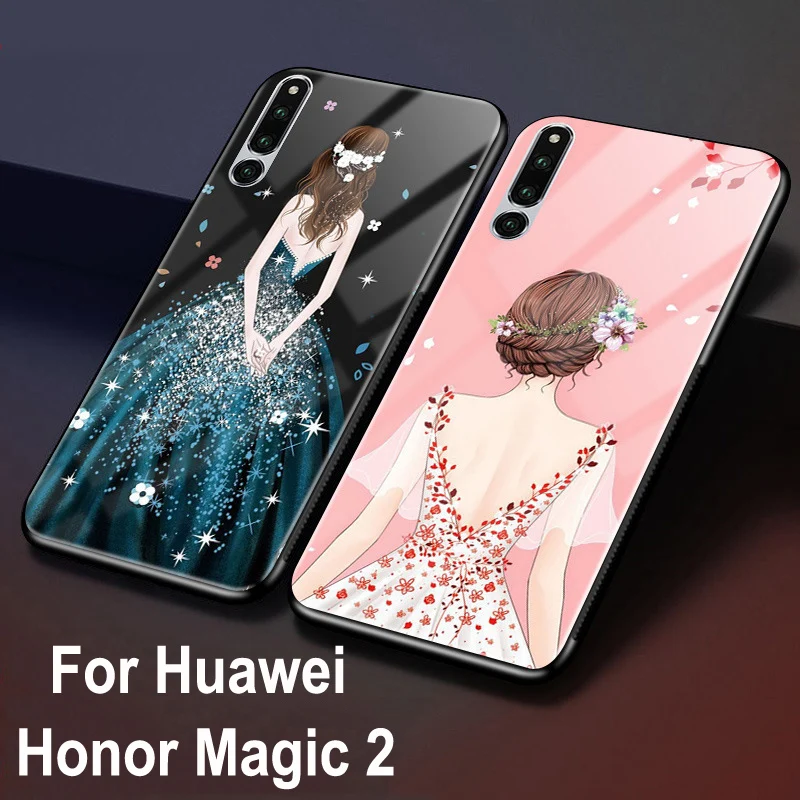 Роскошный чехол из закаленного стекла для Huawei Honor Magic 2 мягкого силикона Жесткий