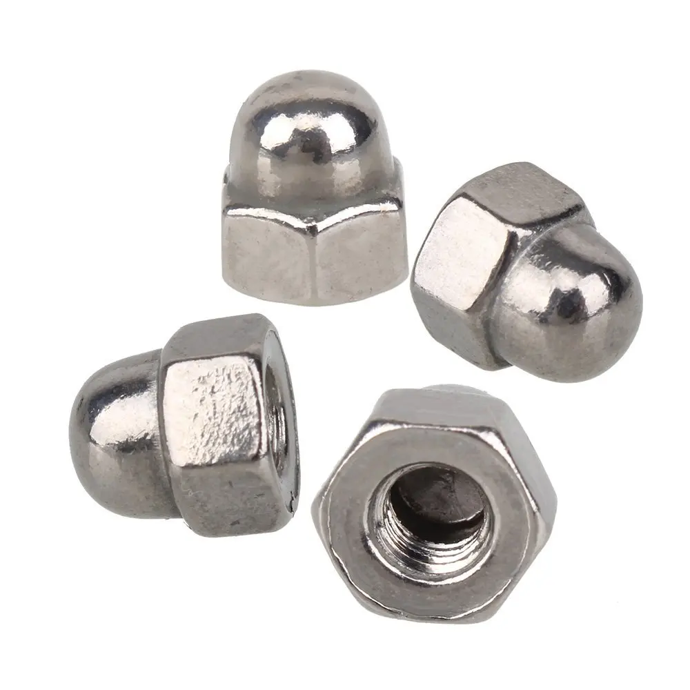 Серебряный Нержавеющая сталь желудь с полукруглой головкой шестигранные гайки