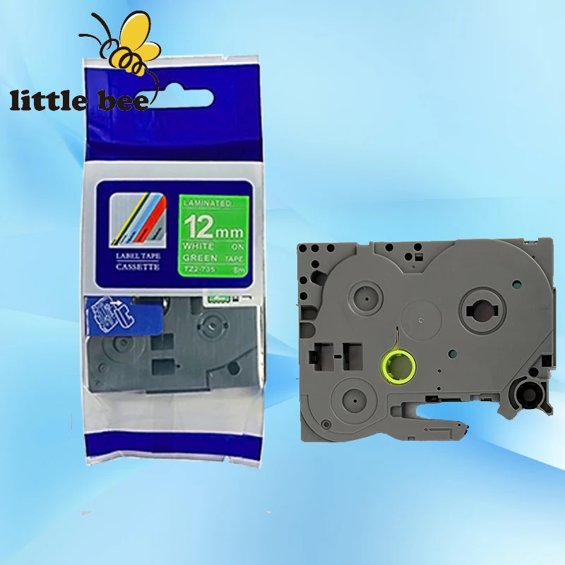 Совместимость с TZ label tze tz Tze735 tz735 735 12 мм * 8 м белый на зеленом Tze P touch|label maker tape|p-touch