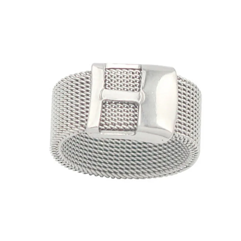 Fashion women jewelry Accessories band strap ring 316L stainless steel wire mesh trendy ring Men Jewelry Wedding Rings