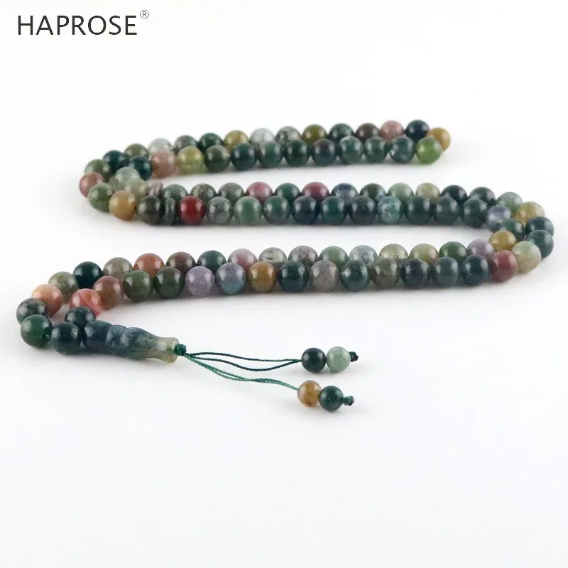 Браслет из индийского агата с камнем tasbih, Круглый браслет для молитвы, 99 бусин, исламский мусульманский браслет tesbih Allah, браслет из розового камня, подарок