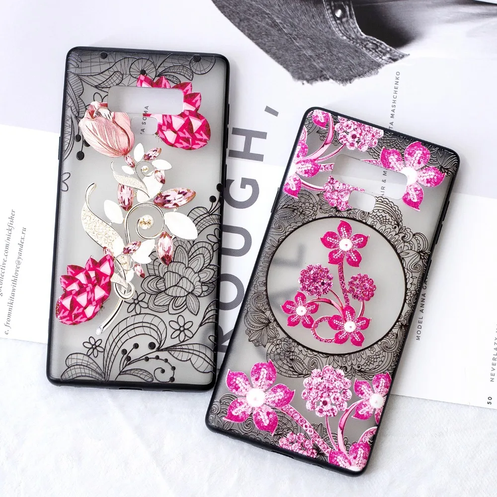 3D чехол с кружевным и цветочным принтом для SAMSUNG Note 9 S9 S8 Plus J4 J6 J7 A6 A8 A750 2018 A3 A5 J3 J530 J730