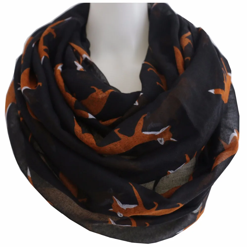 Женский шарф Winfox круглый с принтом лисы|Женские шарфы| |