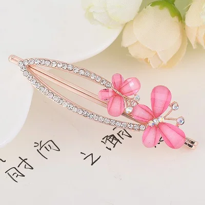 CHG-649Pink EASYA разноцветные элегантные Стразы заколки-бабочки заколки для волос удивительные заколки для волос с кристаллами для женщин и девушек - Окраска металла: CHG-649Pink