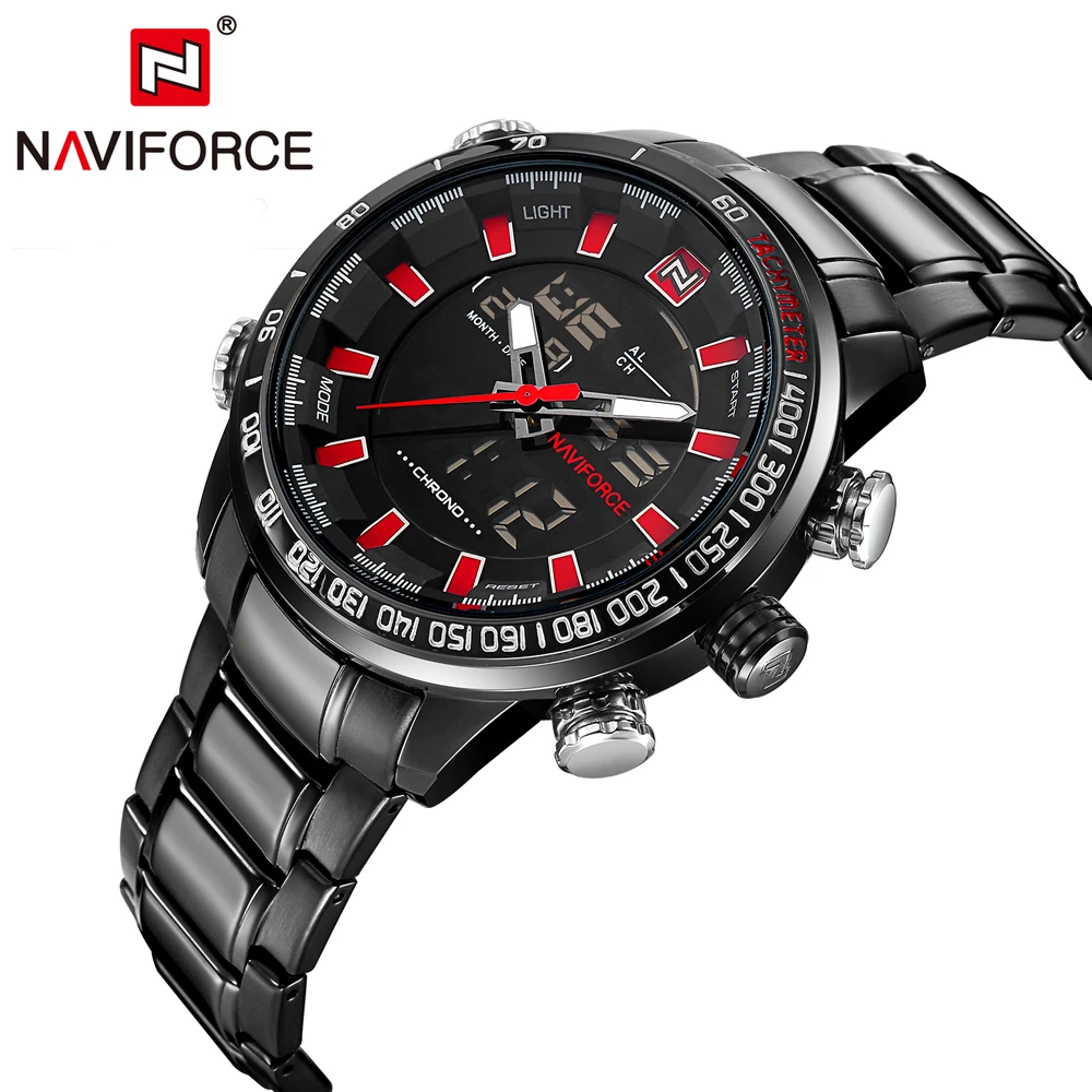 NAVIFORCE Роскошные спортивные наручные часы Мужские Водонепроницаемые Мужские часы Мужские Цифровые кварцевые аналоговые часы Военные Relogio Masculino