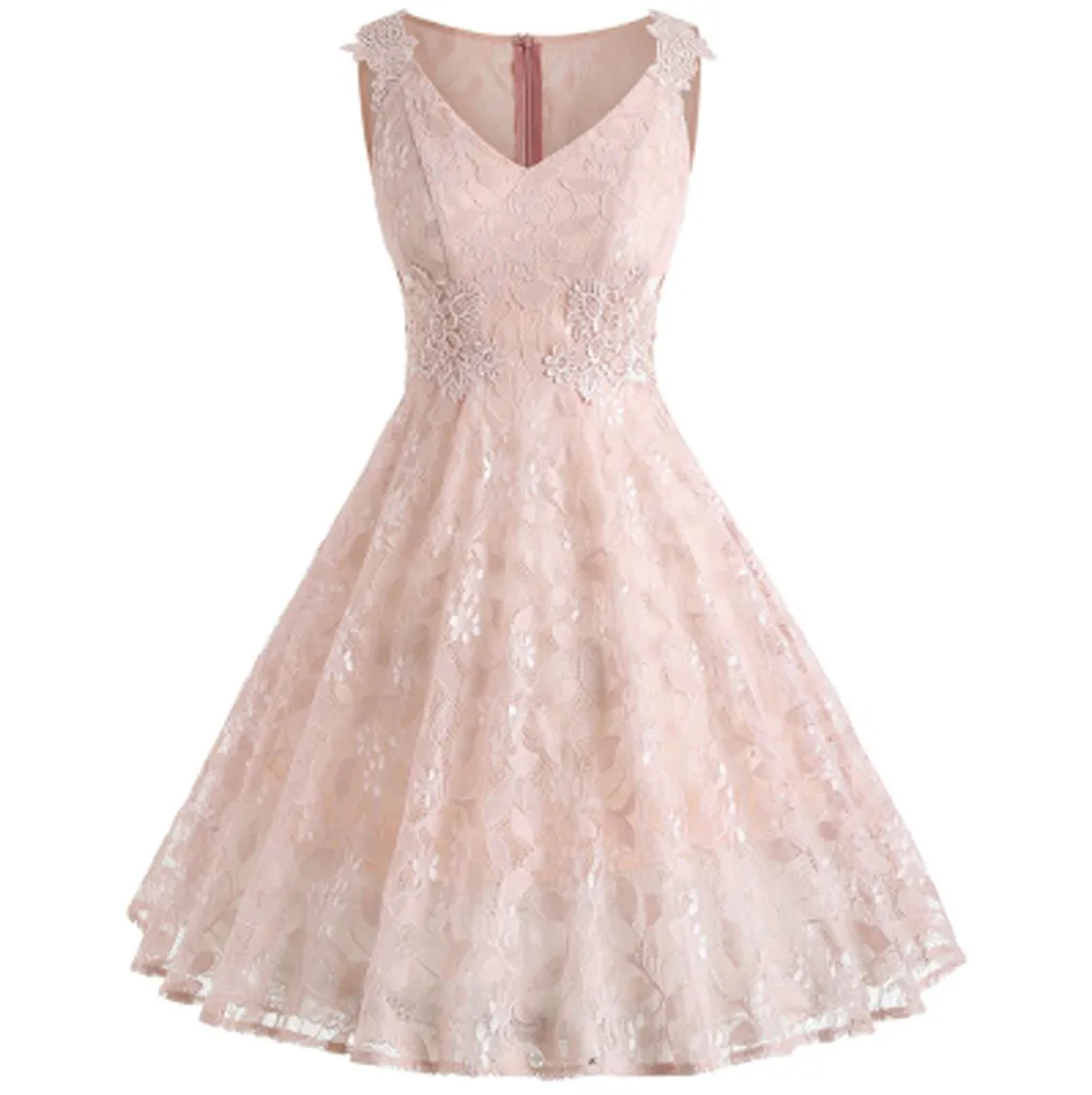 Женское винтажное кружевное платье трапециевидной формы с v образным вырезом без