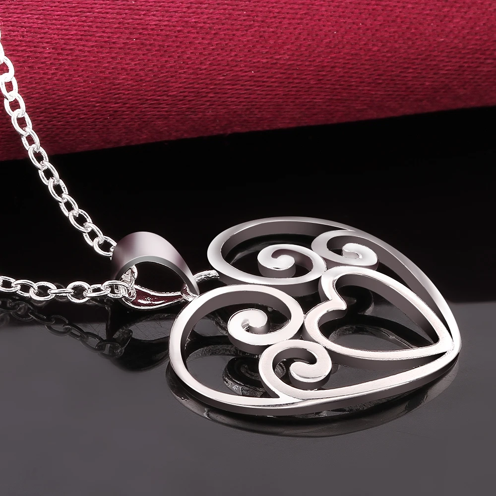 Free Shipping Fashion Heart Shape Zircon Silver Necklace Love Pendant 925 Sterling | Украшения и аксессуары