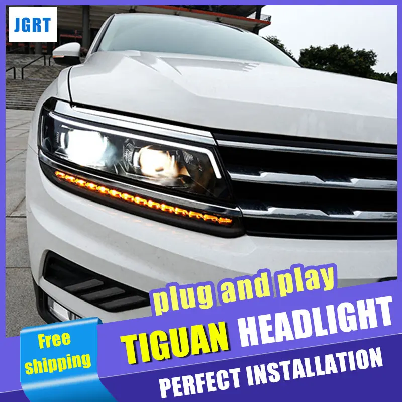 Стайлинга автомобилей фар сборки для VW Tiguan светодиодный объектив двойной луч H7 hid комплект с 2 шт