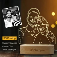 dropshipping customized 3d night light 3 colors usb photo text custom diy lamps for baby christmas wedding gift