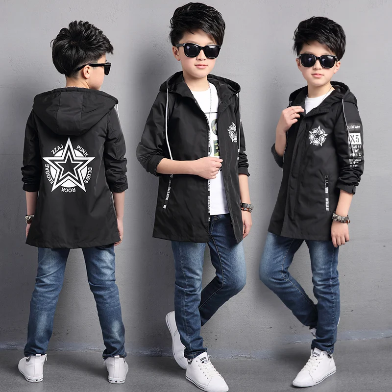 2018 Одежда для мальчиков сезон осень весна пальто с капюшоном детские