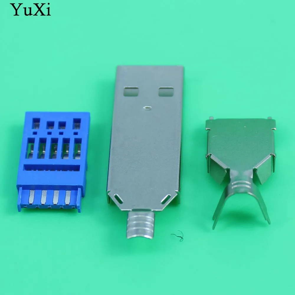 

YuXi DIY USB 3.0 Male Connector USB Jack Soldering Type Line Tail Socket 3 in 1