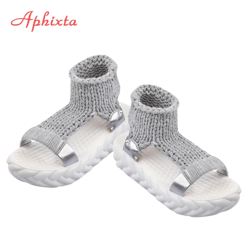 Aphixta/; Босоножки на платформе и каблуке; женская обувь; женские блестящие летние шлепанцы без застежки с блестками; zapatos Mujer; женские сандалии
