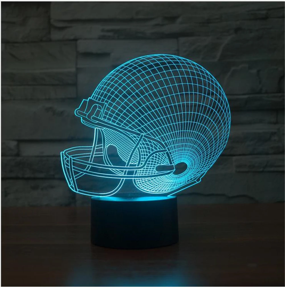 Цветной яркий 3D декоративный светодиодный светильник в виде футбольных шапок
