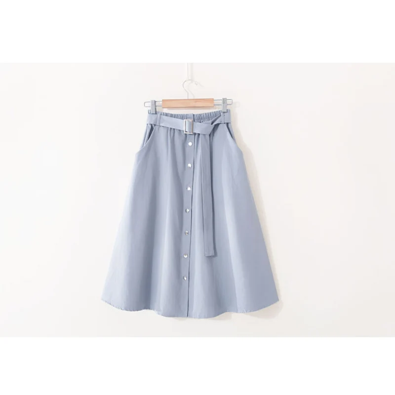 Женская однобортная юбка на пуговицах Повседневная трапециевидная с карманами и