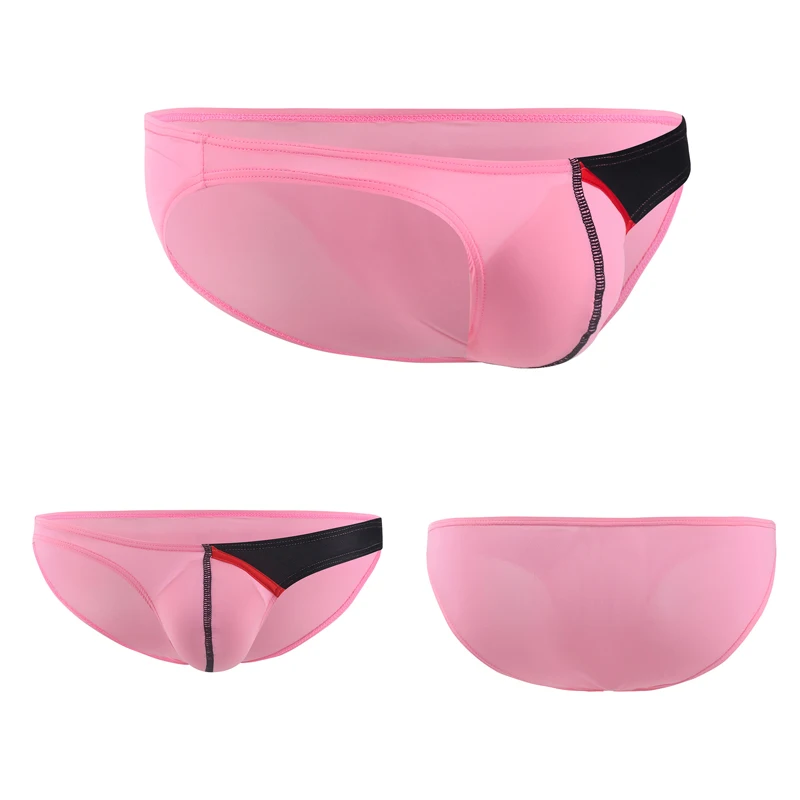 Мужские трусы бикини с U образным мешочком серые тонкие брифы из вискозы низкой