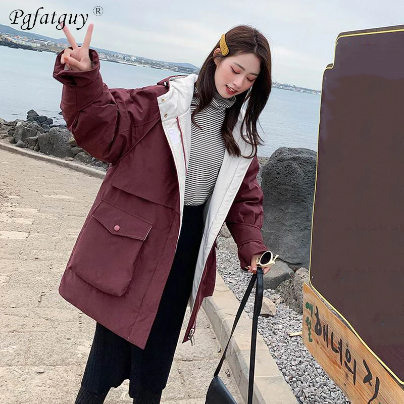 Зимняя куртка женская парка Женская 2018 зима большой карман пуховик с хлопковой