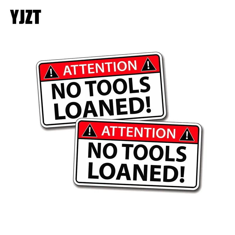 YJZT, 2 шт., 10,2 см * 5,3 см, предупреждение о отсутствии инструментов, Наклоненная фотография, наклейка 12-0599 YJZT, 2 шт., 10,2 см * 5,3 см, предупреждение о отсутствии инструментов, Наклоненная фотография, наклейка 12-0599