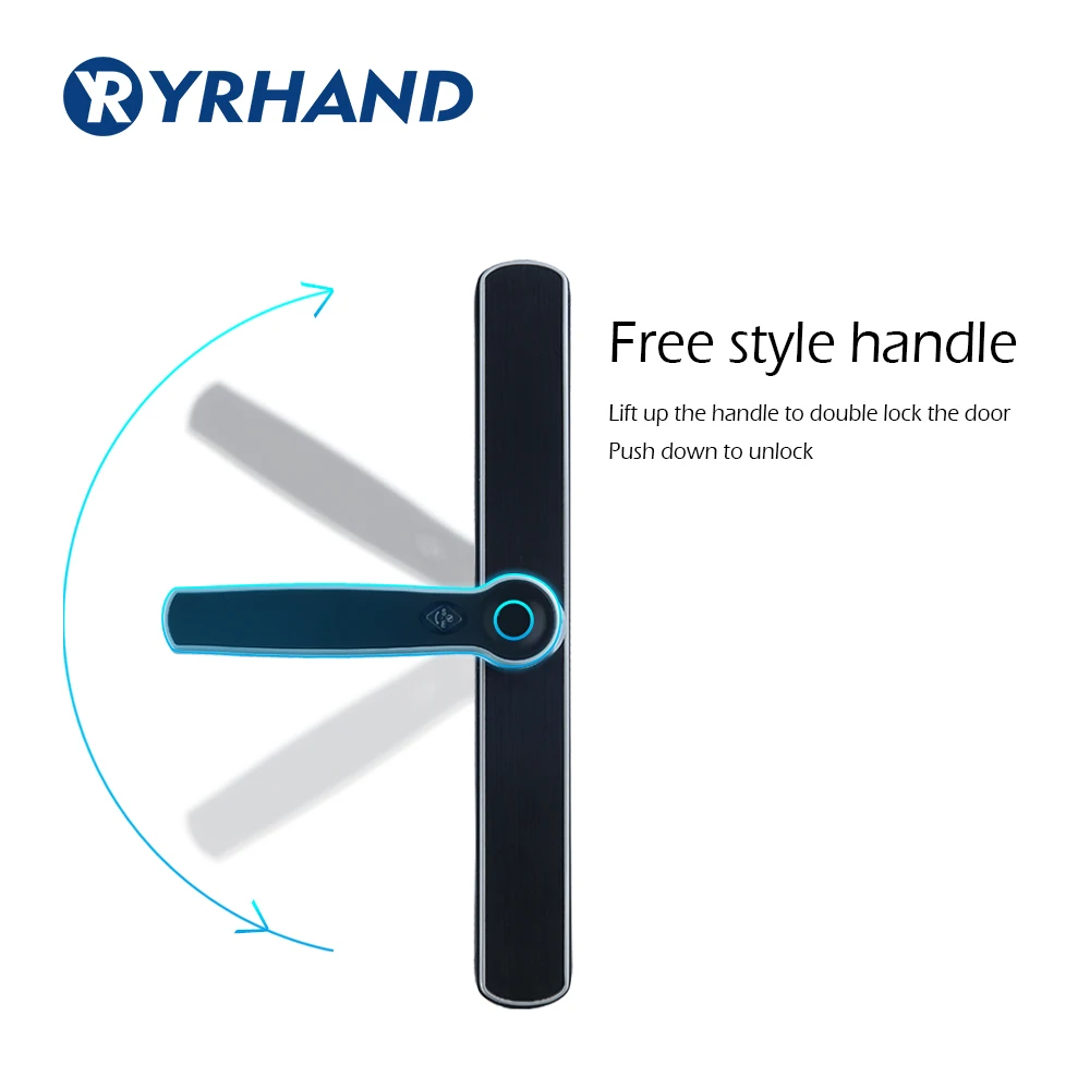 Бесключевой алюминиевый стеклянный дверной замок защита от отпечатков пальцев