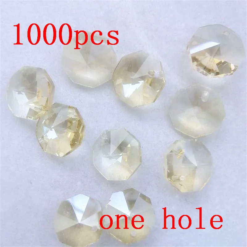 1000 шт. 14 мм коньяк лампа люстра части Восьмиугольные кристаллы в 1 отверстие