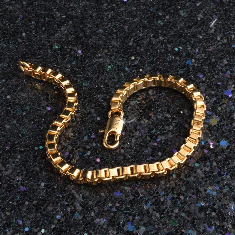 MGFam (19 см * 4 мм) коробки браслет ювелирные изделия для мужчин штамп 18 k желтого