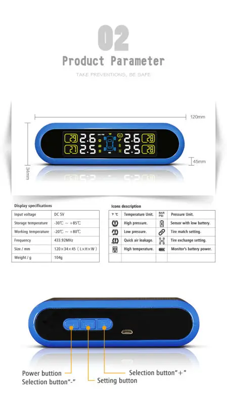 CAREUD TPMS Солнечный Универсальный Автомобильный датчик давления в шинах 4 шт. внешний/внутренний датчик давления в шинах ing system TPMS