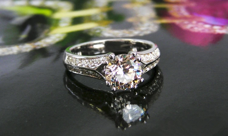 1.5CT памятный день ювелирные изделия для жены NSCD красивый бриллиант кольцо для женщин стерлингового серебра ювелирные изделия Платиновое покрытие полумонтаж