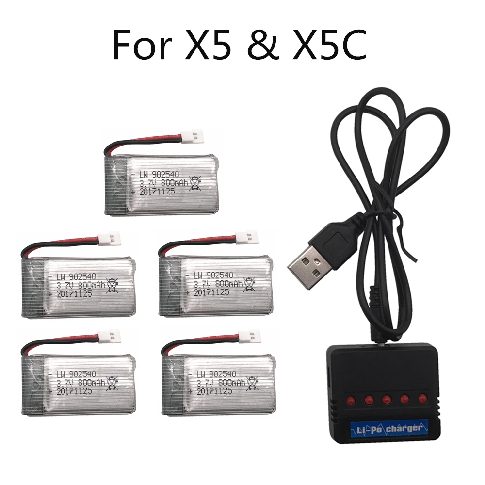 Limskey 800 мАч 3 7 В LiPo аккумулятор + USB зарядное устройство для SYMA X5C X5 X5SW X5HW X5HC RC Drone