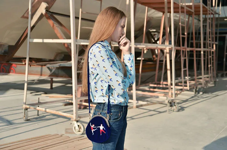 Новинка YIZIStore винтажные бархатные сумки на плечо с вышивкой Женские сумки-мессенджеры круглой формы сумка с пряжкой YIZI дизайн