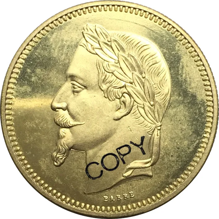 Франция 1867 золотая монета Наполеона III 5 долларов 25 франков латунная