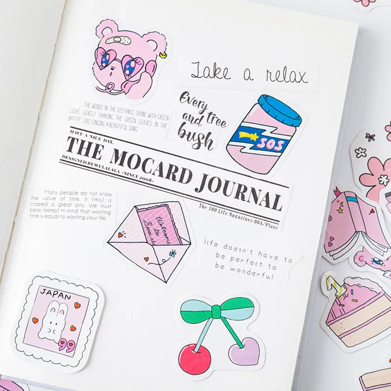 

46 pcs/lot Pink Cute Alliance Decorative Stickers Scrapbooking Stick Label Diary Stationery Album Kawaii Stickers