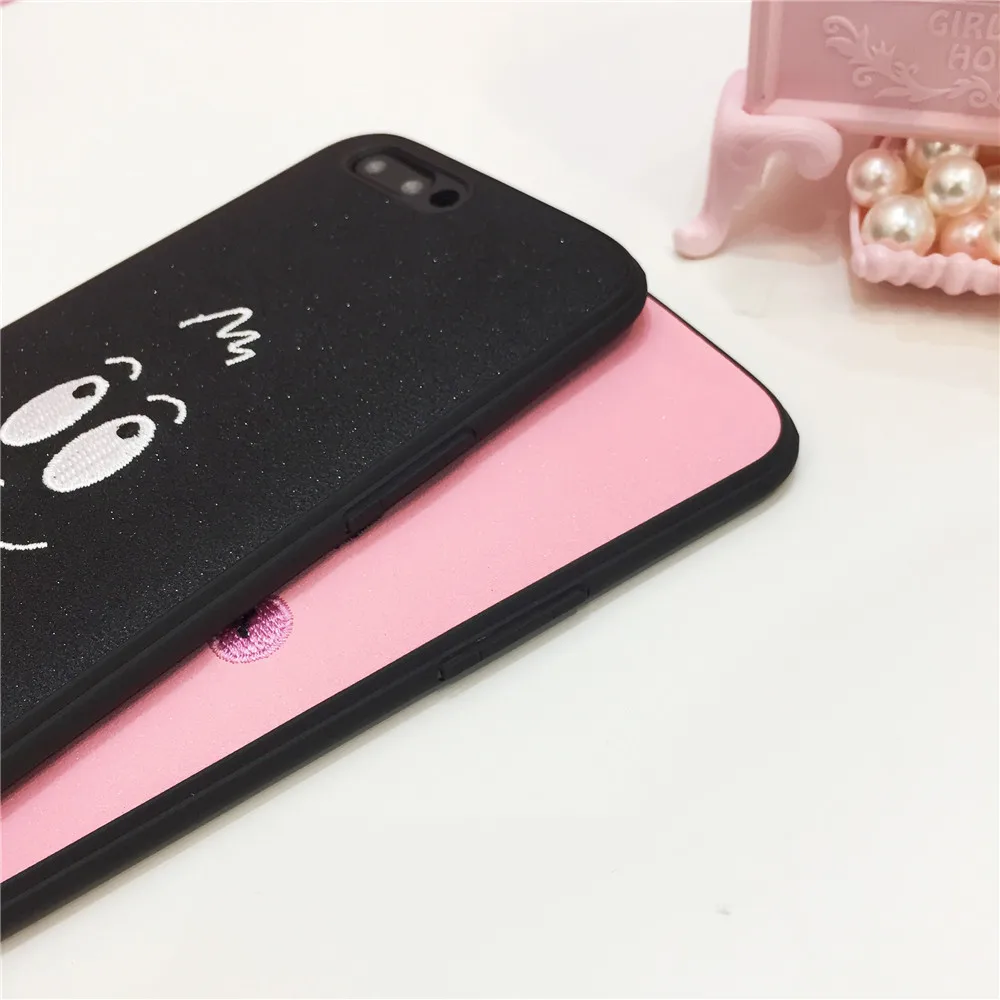 Cases for iphone 7 3D Embroidery Baba Cute Couples Phone Case 6S 6 8 Plus X Cartoon Matte Soft TPU Covers Fundas |