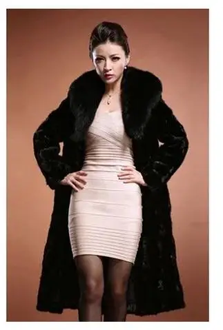 Женская осенне зимняя длинная норковая Меховая куртка S/9XL женское меховое пальто