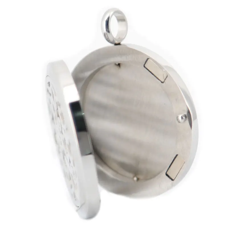 

10pcs Round Silver Rattan 30mm Openable Magnetic Stainless Steel Oils Aromatherapy Diffuser Locket With Free chain and Pads