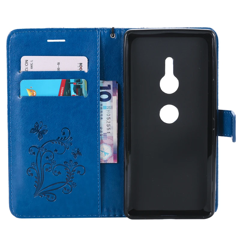 High Quality 3D Butterfly Flip Case For Sony Xperia XZ2 Compact PU Leather+Silicone Wallet Cover Phone | Мобильные телефоны и