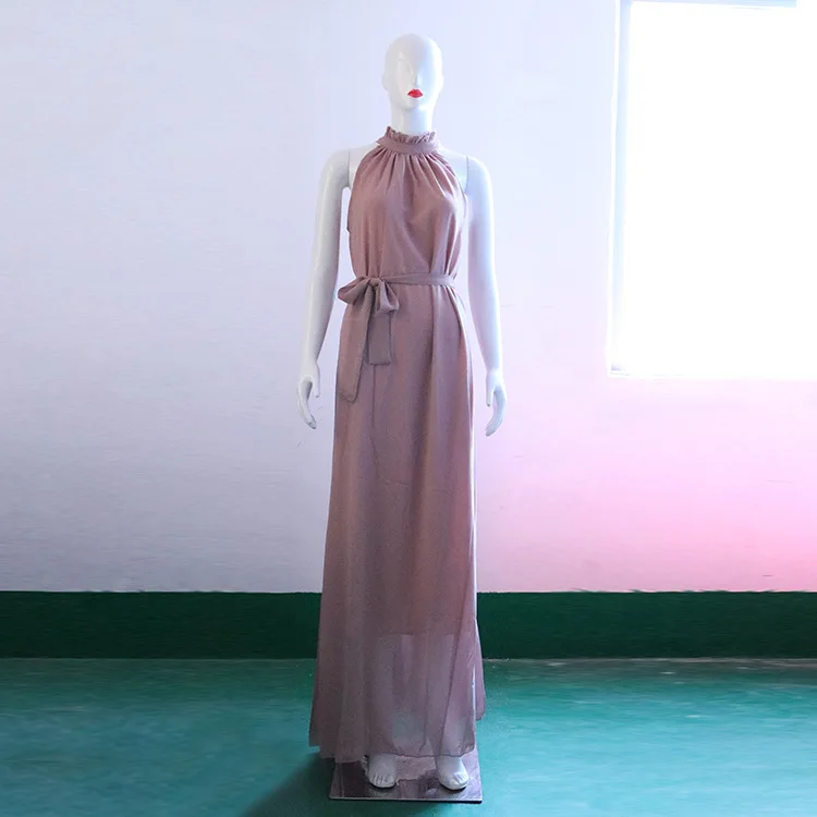 2017 европейские летние Холтер платье без рукавов Новинки для женщин Мода Макси Sexy