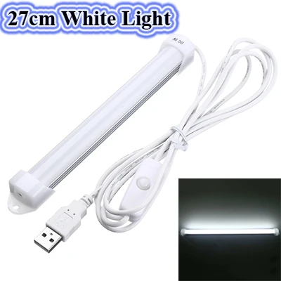 27cm White Светодиодный светильник-бар с USB, 5 в постоянного тока, 5730 бар, светодиодный светильник 52 см с алюминиевой полосой для шкафа, шкафа, белого, теплого, белого цвета, лампа для чтения с выключателем - Испускаемый цвет: 27cm White