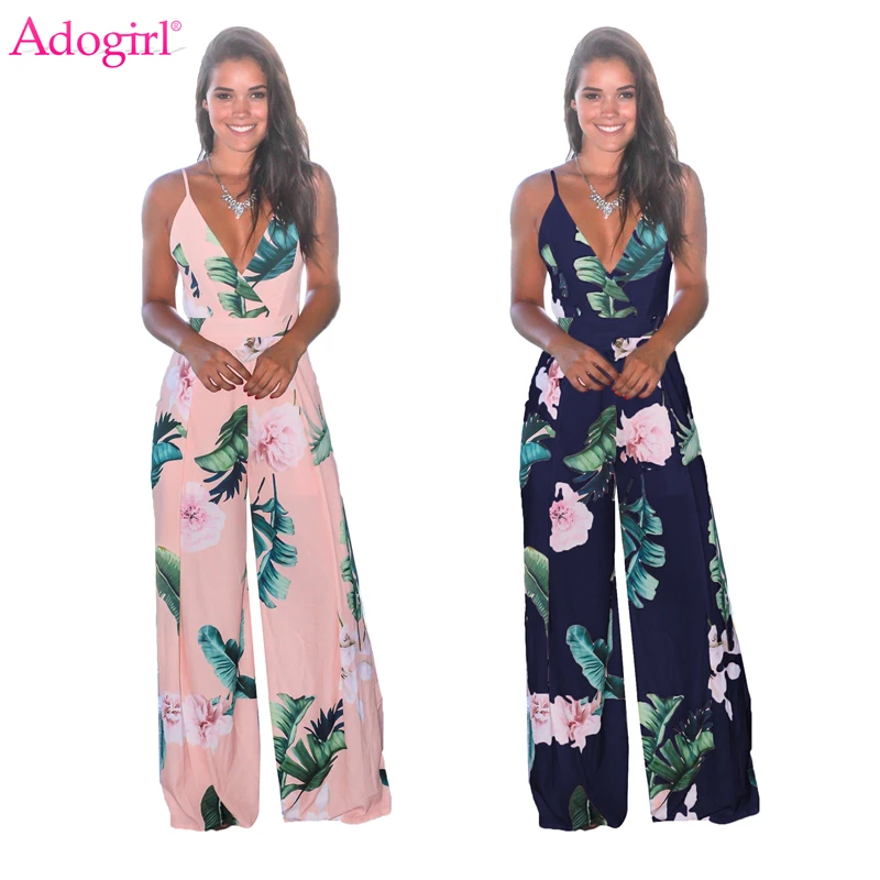 Adogirl цветущие цветы зеленый рисунок банановых листьев печати комбинезон