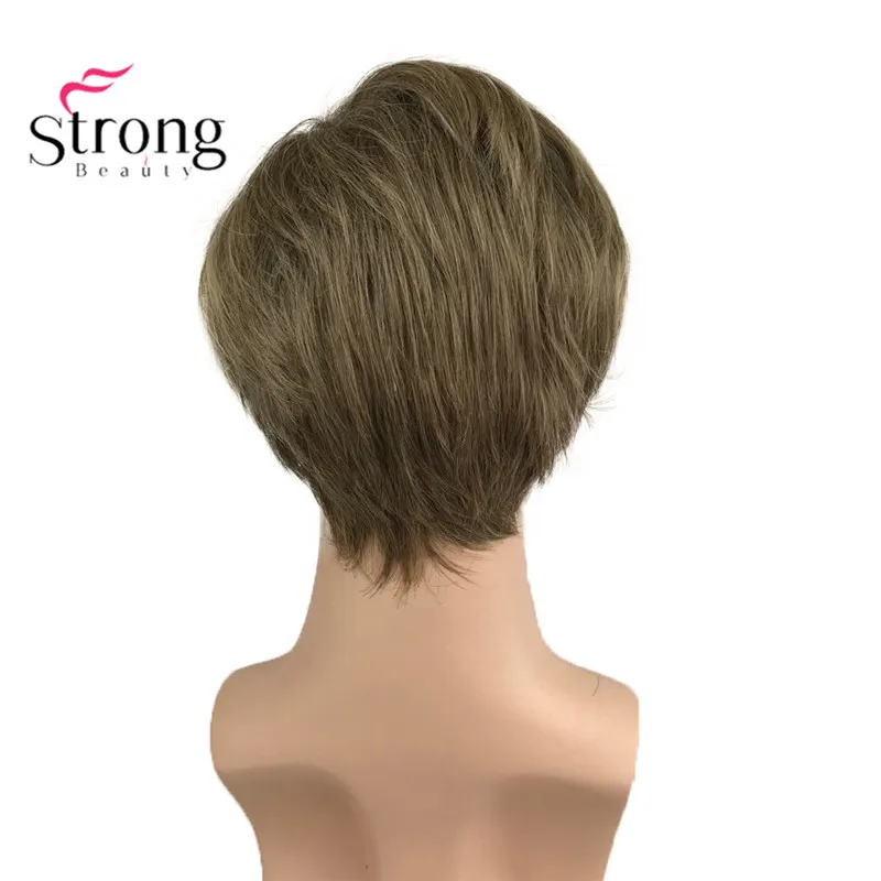 StrongBeauty светильник коричневый короткий мужской парик Синтетический Полный парик для мужчин