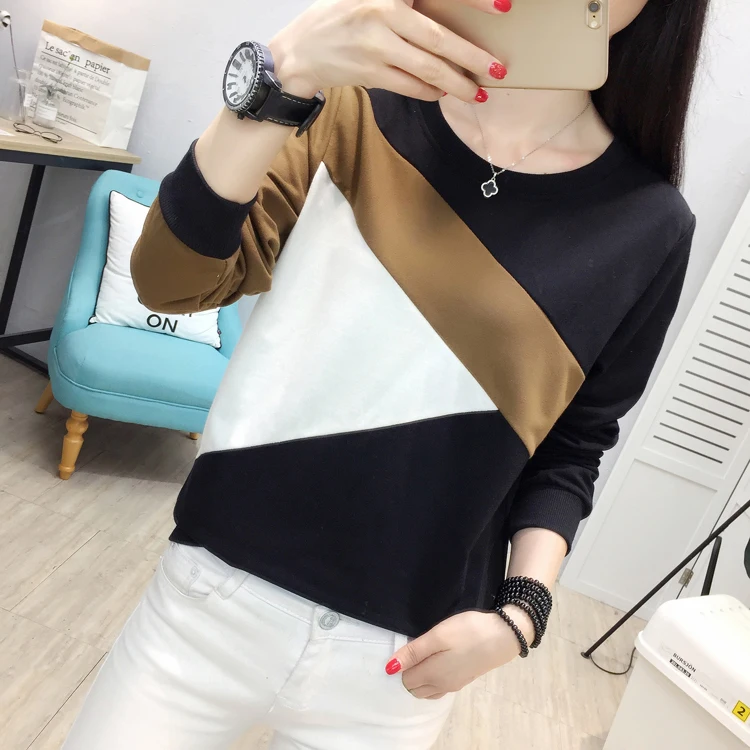Футболка женская футболка осень зима camisa feminina футболки женские Топы повседневные poleras de mujer moda Футболка женская