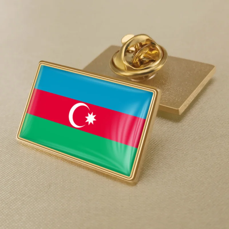 Нагрудные булавки с одним флагом - Окраска металла: Azerbaijan-RS