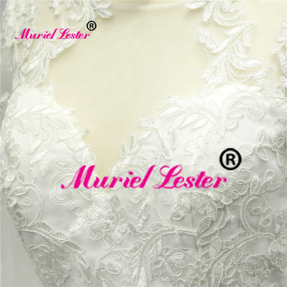 Длинное кружевное платье Русалочки с длинным рукавом и кружевной аппликацией